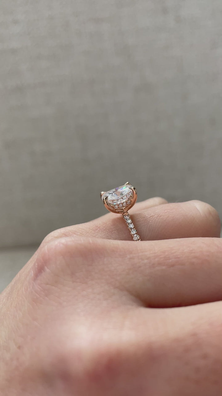 hidden halo sparkle ring, pave sparkle ring, luxury engagement jewelry, bridal jewelry set, wedding ring set diamond, engagement ring gift idea, anniversary diamond ring, romantic diamond ring,