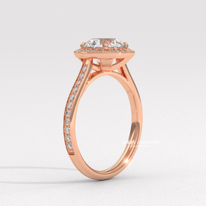 Buy round cut pave diamond engagement ring with free shipping
