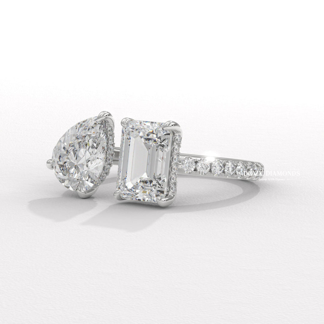 IGI certified pear cut diamond in solitaire engagement ring setting