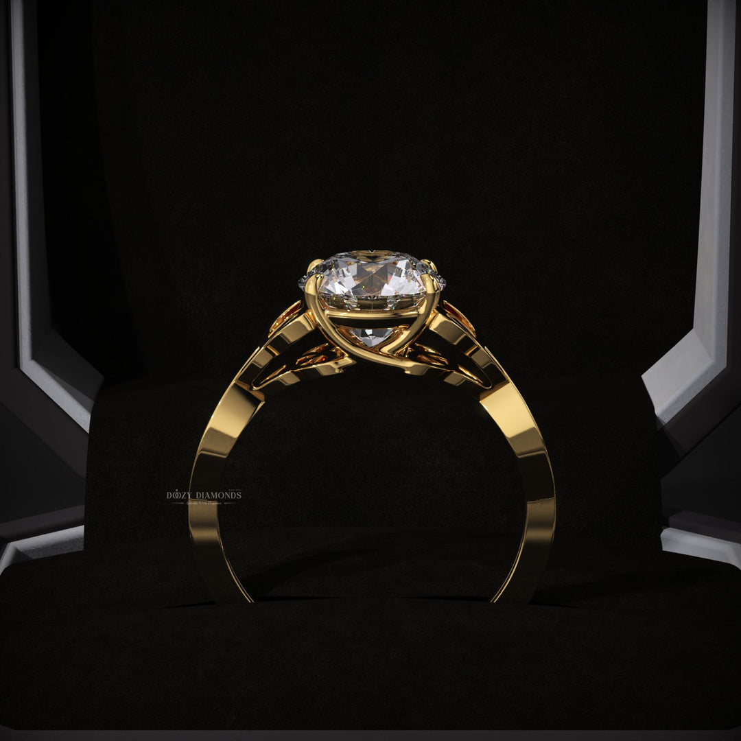 Premium round cut solitaire engagement ring crafted in solid gold