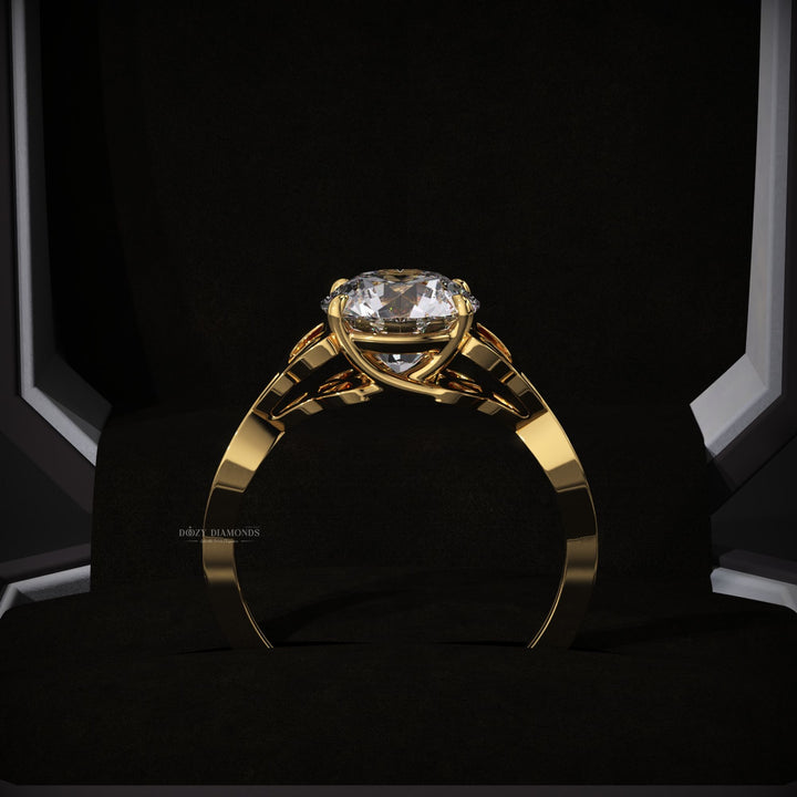 Premium round cut solitaire engagement ring crafted in solid gold
