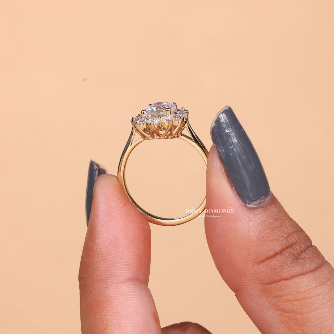 Buy oval cut halo diamond engagement ring with free shipping