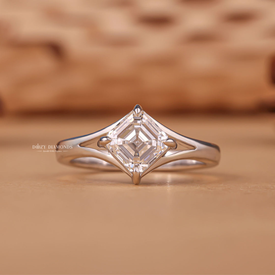 Shop asscher split shank lab grown diamond engagement ring
