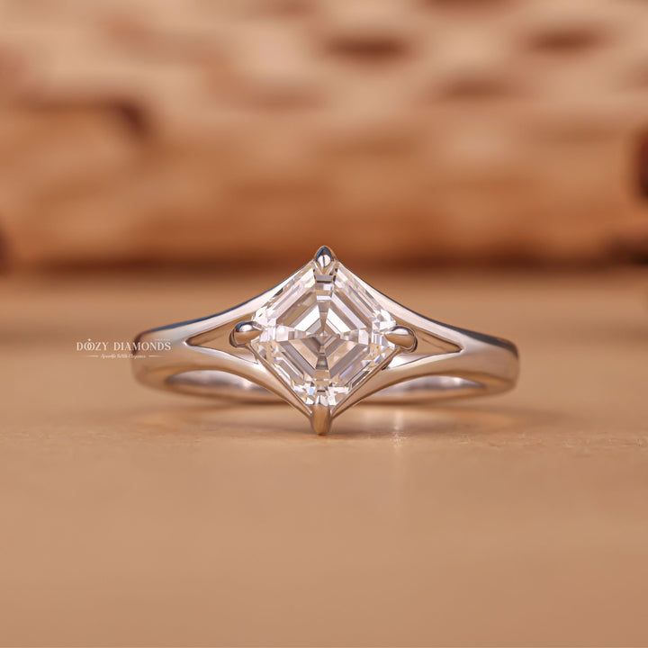 Shop asscher split shank lab grown diamond engagement ring