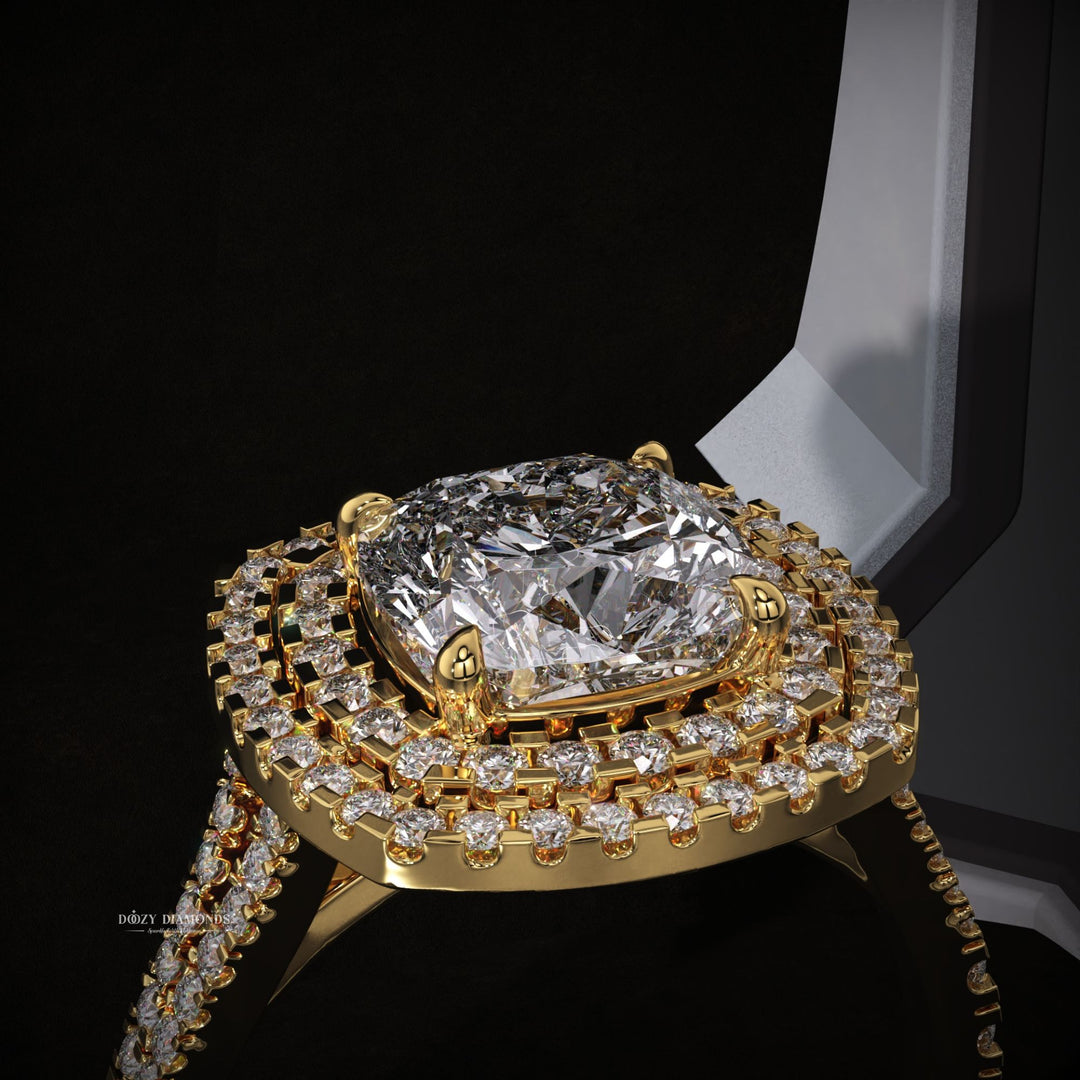 Buy cushion cut split shank diamond engagement ring with free shipping