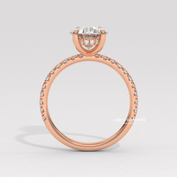 Premium oval cut hidden halo engagement ring crafted in solid gold