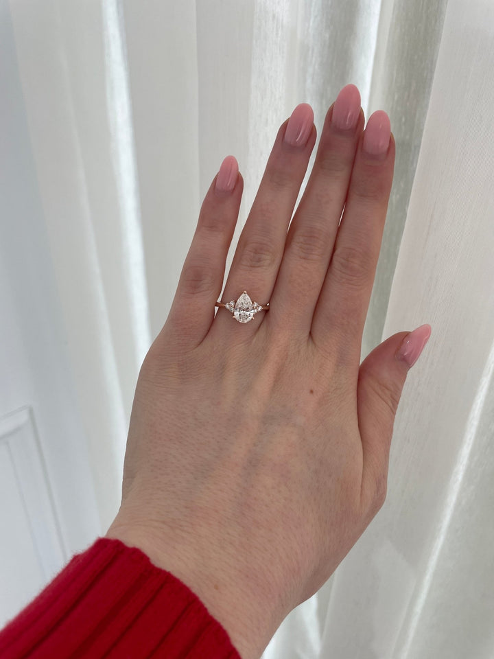 1.52 - 3.52 CT Pear Cut Lab Grown Diamond Cluster Engagement Ring - Doozy Diamonds
