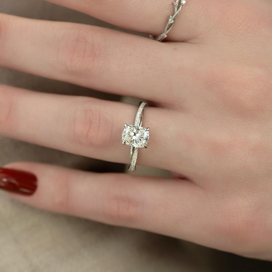 Buy 3.50CT cushion solitaire lab grown diamond engagement ring online