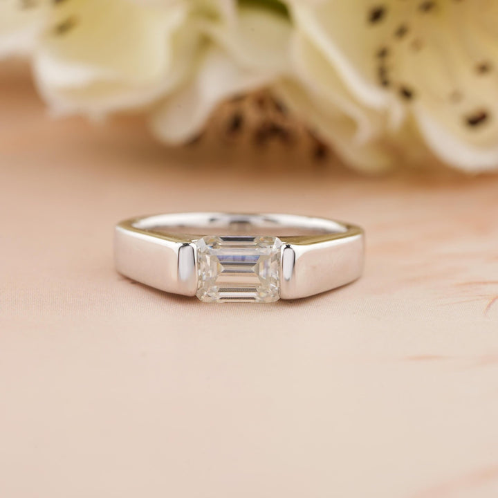 Buy 0.50CT emerald east west lab grown diamond engagement ring online
