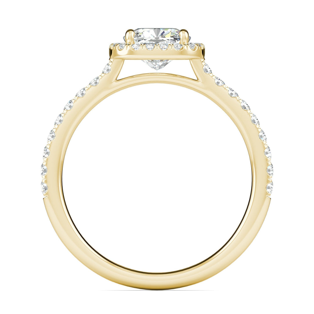 Cushion pave engagement ring close-up highlighting diamond sparkle