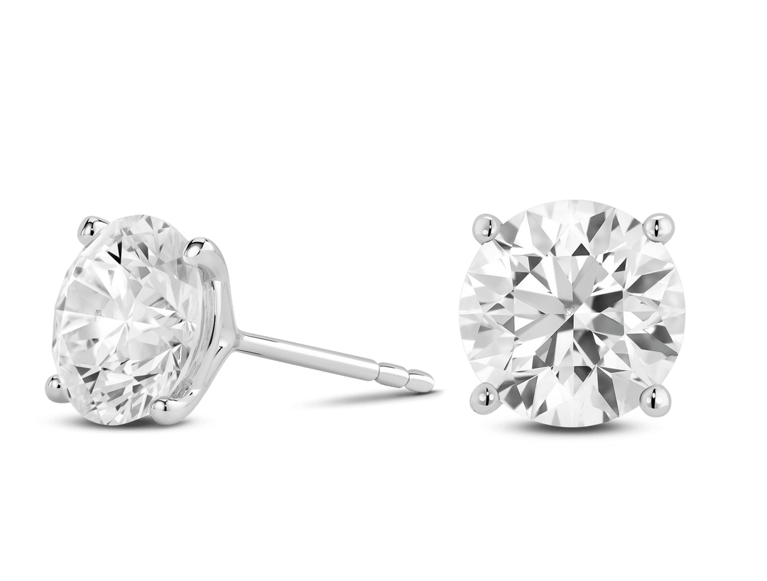 4ct Round Brilliant F - VS Lab - Grown Diamond Solitaire Stud Earrings - Doozy Diamonds