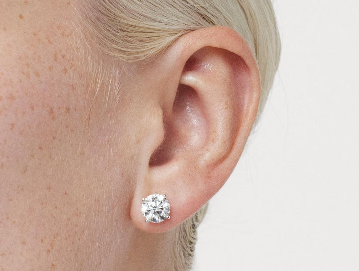 4ct Round Brilliant F - VS Lab - Grown Diamond Solitaire Stud Earrings - Doozy Diamonds