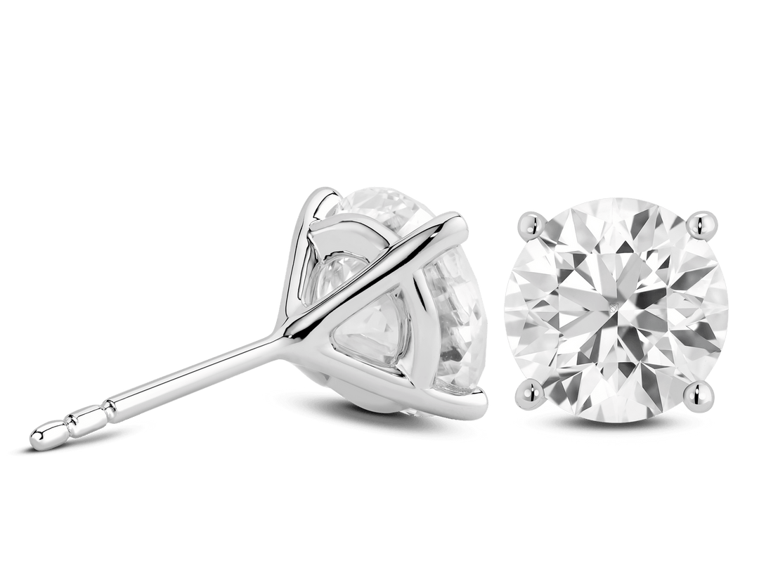 4ct Round Brilliant F - VS Lab - Grown Diamond Solitaire Stud Earrings - Doozy Diamonds