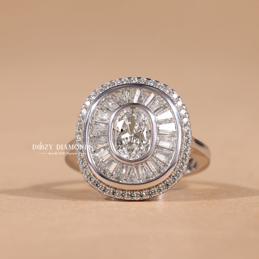 0.25CT oval cluster lab grown diamond engagement ring for sale