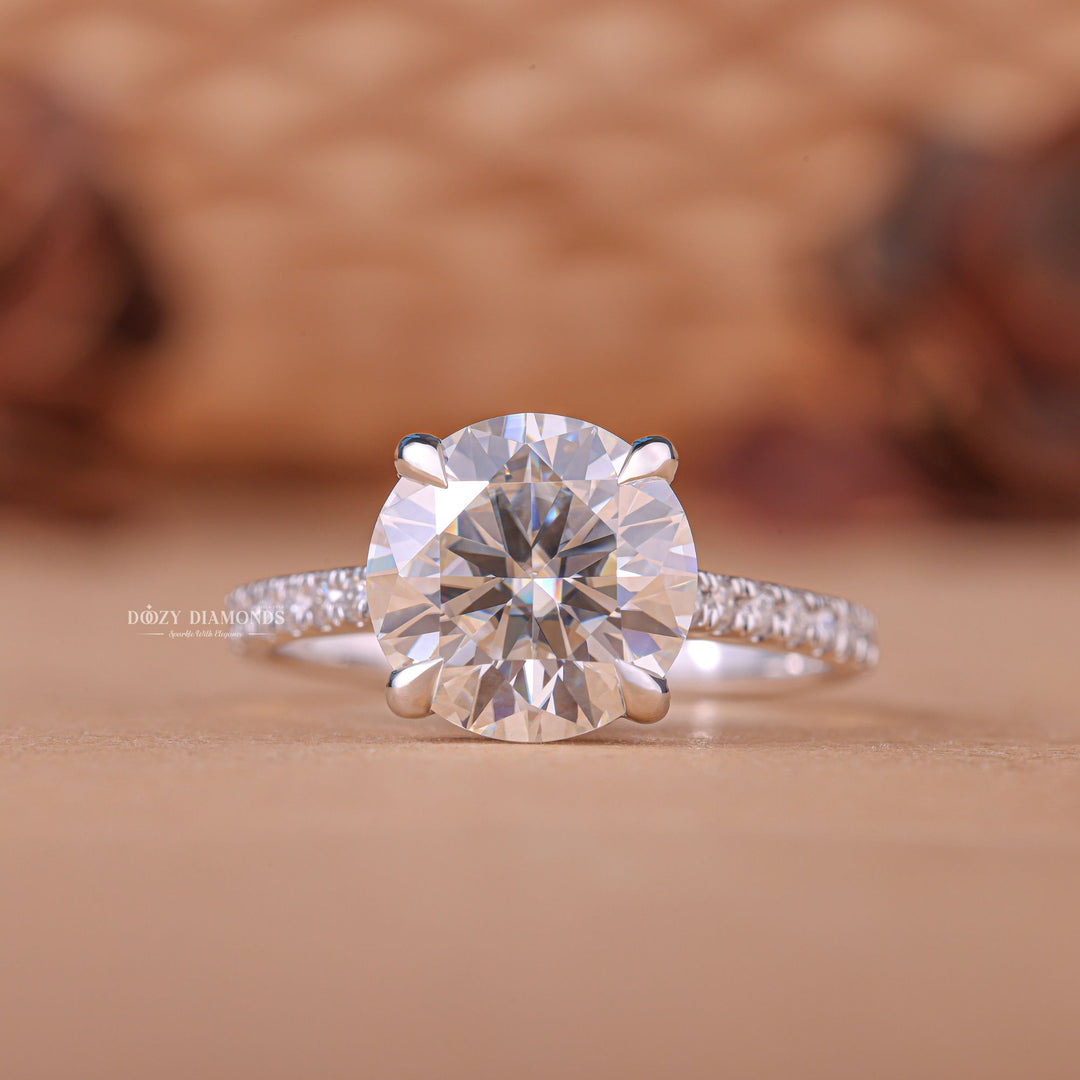 Discover round hidden halo lab grown diamond engagement ring online