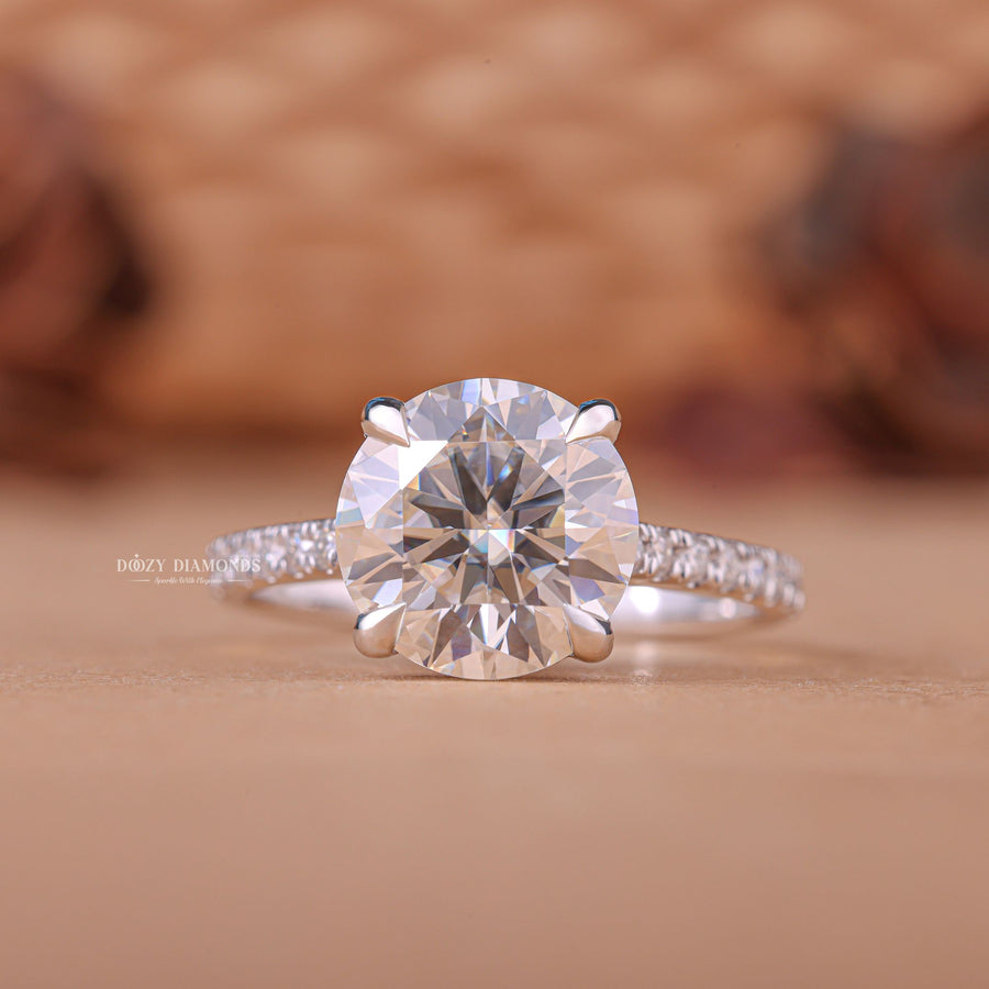 Discover round hidden halo lab grown diamond engagement ring online