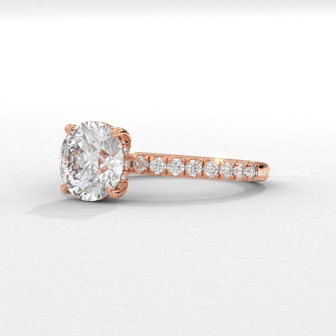 Shop round cut pave lab grown diamond engagement ring online
