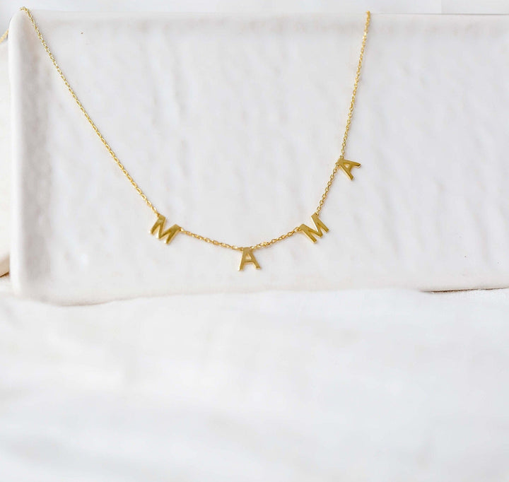 'Mama' Name Letter Gold Necklace for Women - Doozy Diamonds