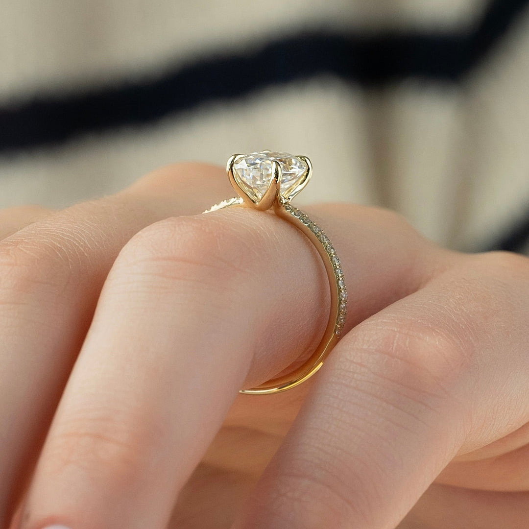Buy oval cut pave diamond engagement ring with free shipping