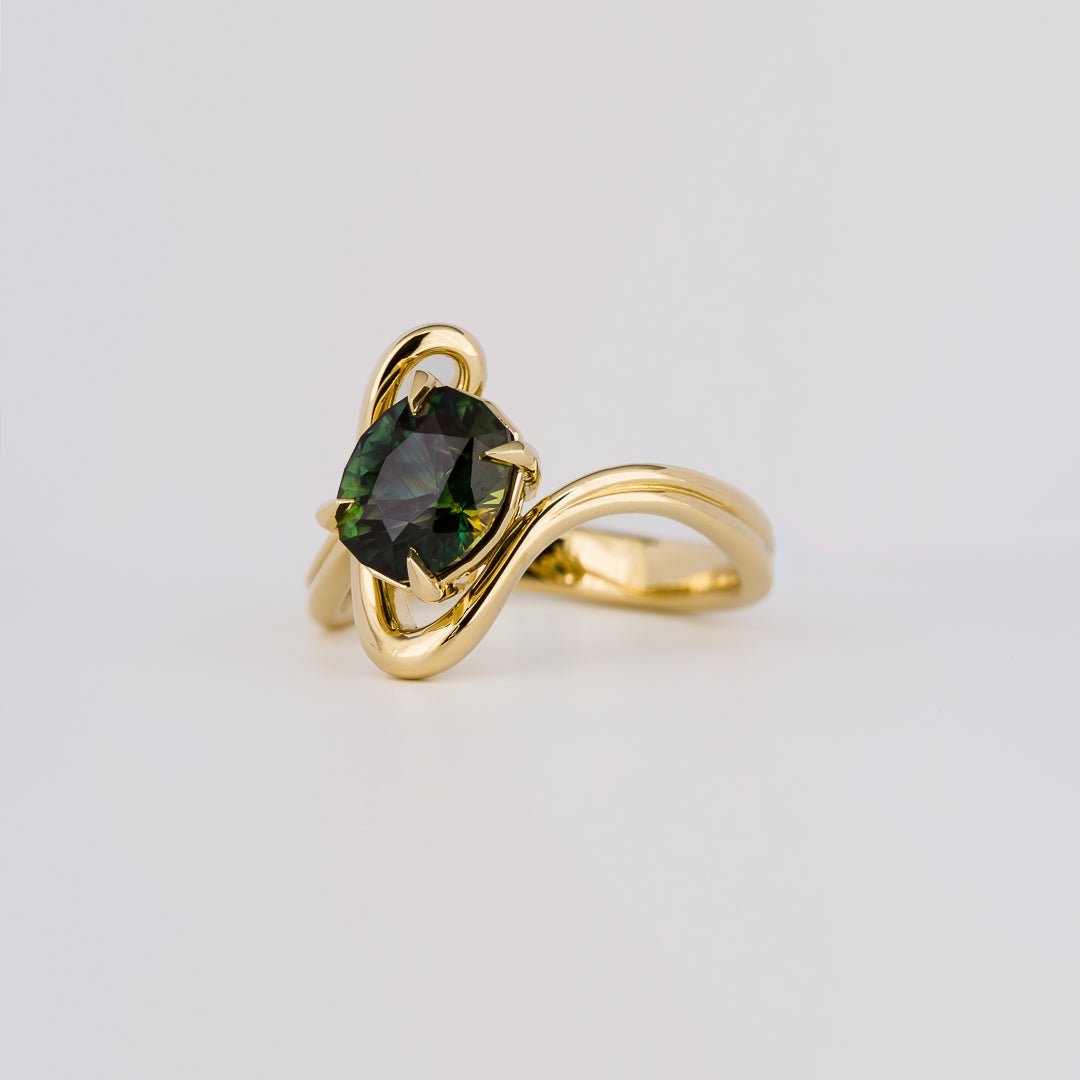 Oval solitaire engagement ring close-up showing high clarity diamond clarity