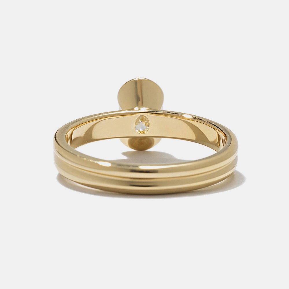 Oval bezel lab grown diamond ring in jewelry gift box