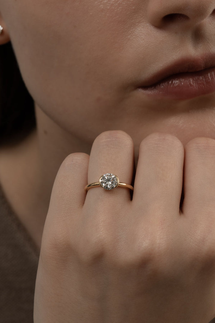Shop round bezel lab grown diamond engagement ring