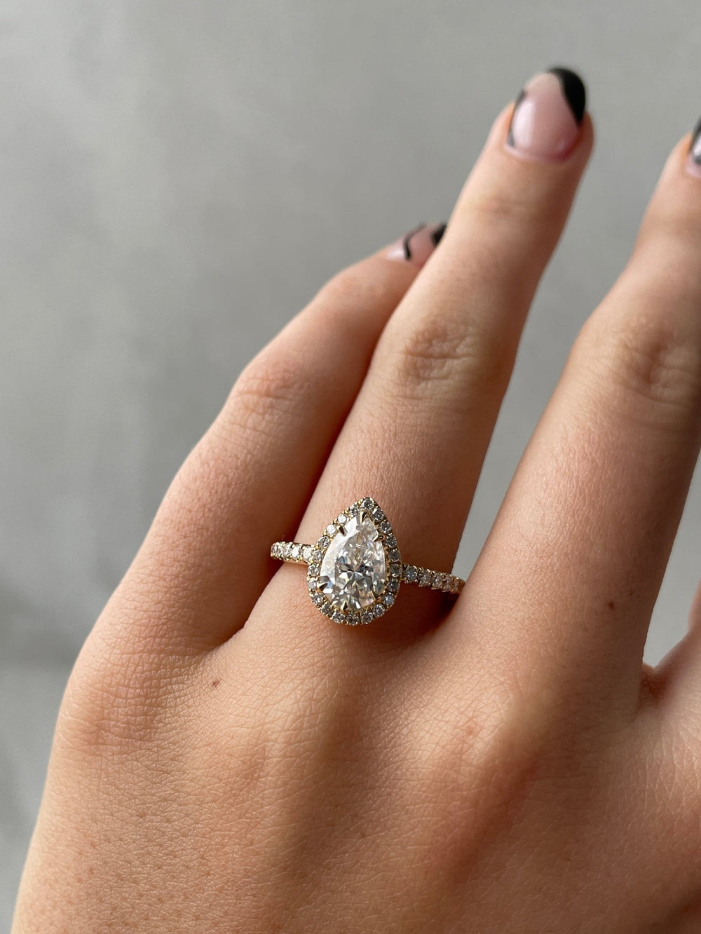 1.41 - 3.41 CT Pear Cut Lab Grown Diamond Halo & Pave Engagement Ring - Doozy Diamonds
