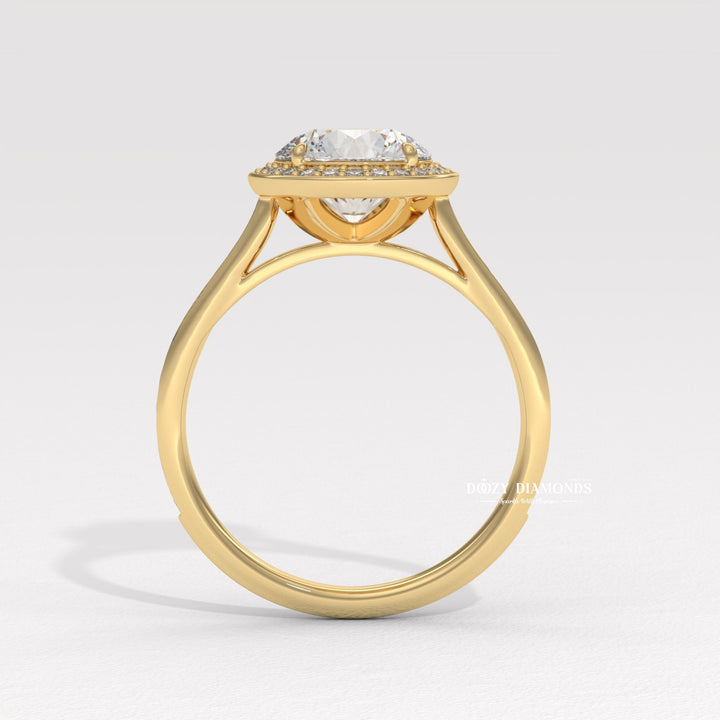 Round pave ring set with an IGI graded diamond