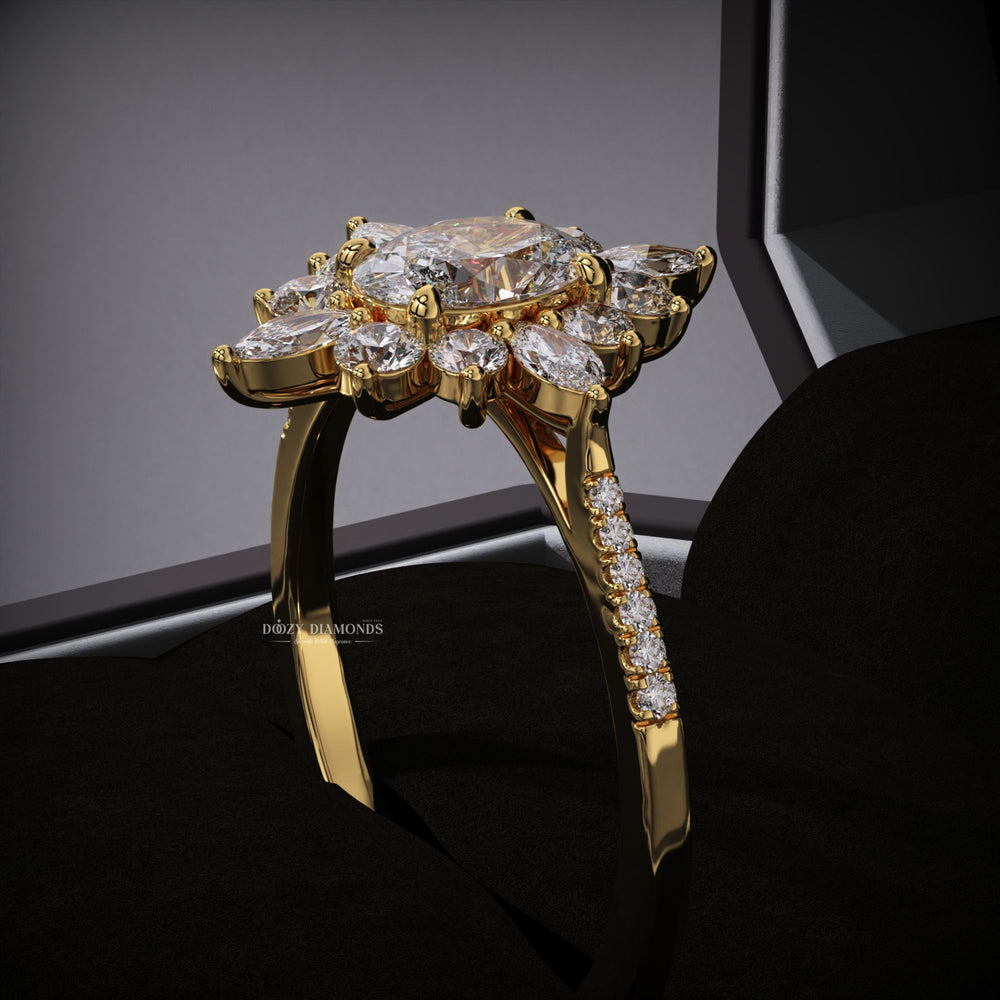 Oval cut engagement ring shown with authenticity certificate