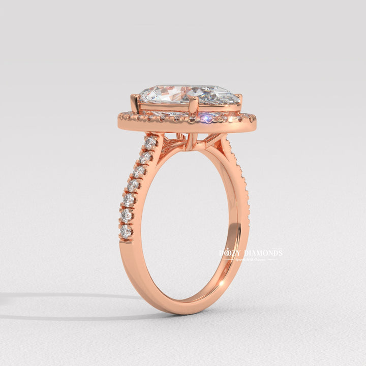 Oval halo diamond engagement ring available in multiple metals