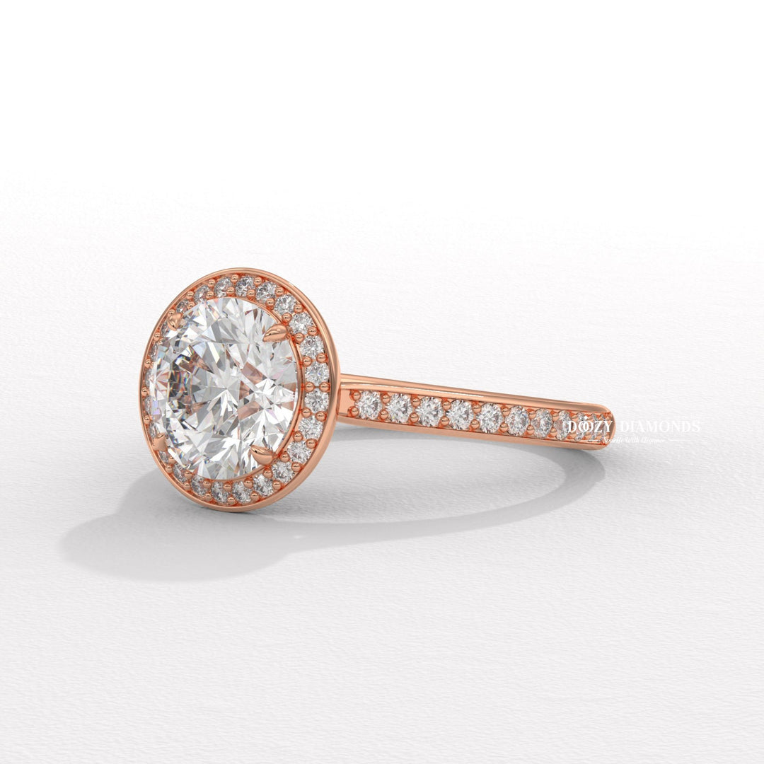 Shop the round cut pave engagement ring collection online