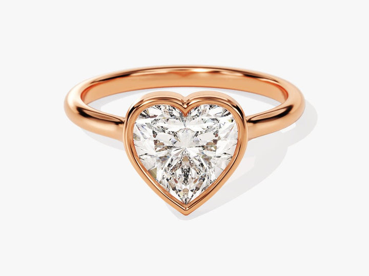Heart bezel engagement ring photographed in natural light