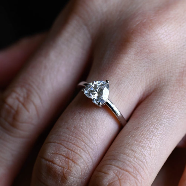 Heart solitaire diamond ring presented in signature gift packaging