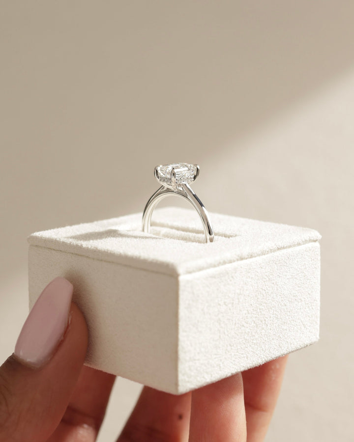 floating hidden halo setting, split shank hidden halo setting, tapered hidden halo setting, curved hidden halo setting, angular hidden halo setting, step cut hidden halo setting, fine jewelry hidden halo setting,