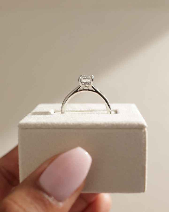 low profile hidden halo setting, high profile hidden halo setting, secure hidden halo setting, refined hidden halo setting, polished hidden halo setting, smooth hidden halo setting,