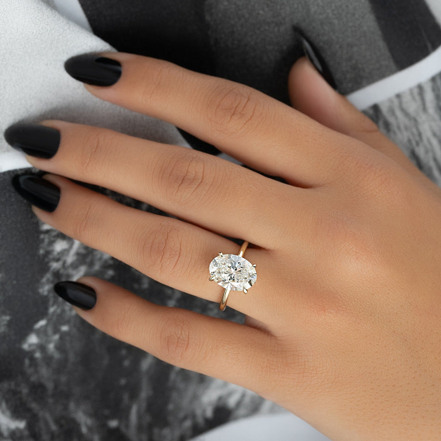 Buy 3.0CT oval hidden halo lab grown diamond engagement ring online