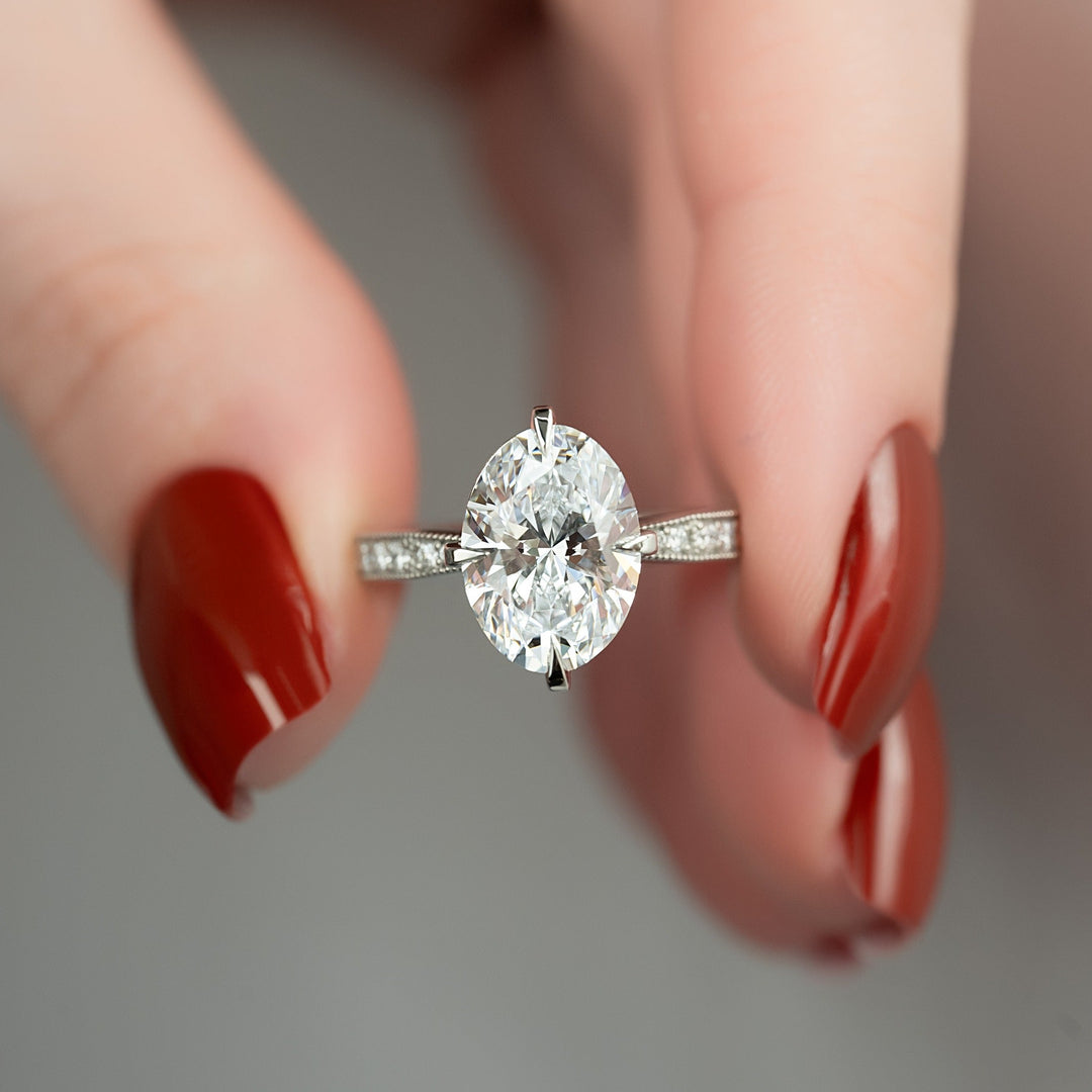 Shop oval hidden halo lab grown diamond engagement ring