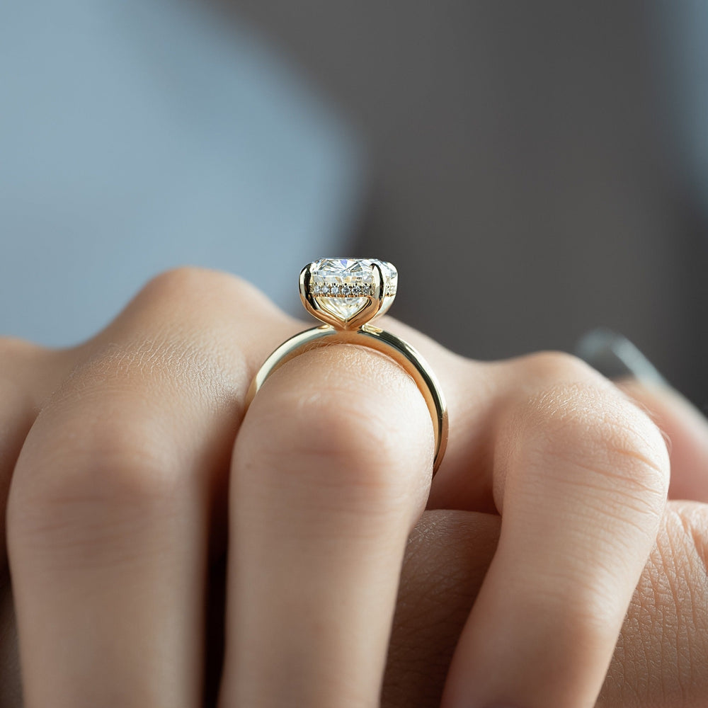 Shop oval cut hidden halo lab grown diamond engagement ring online