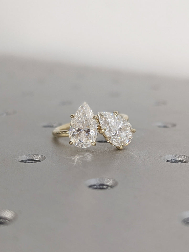 2.50CT pear hidden halo lab grown diamond engagement ring for sale