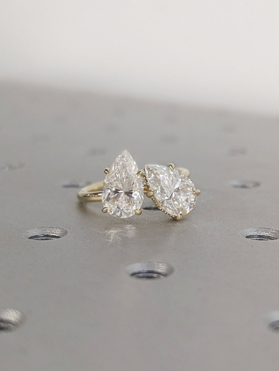 2.50CT pear hidden halo lab grown diamond engagement ring for sale