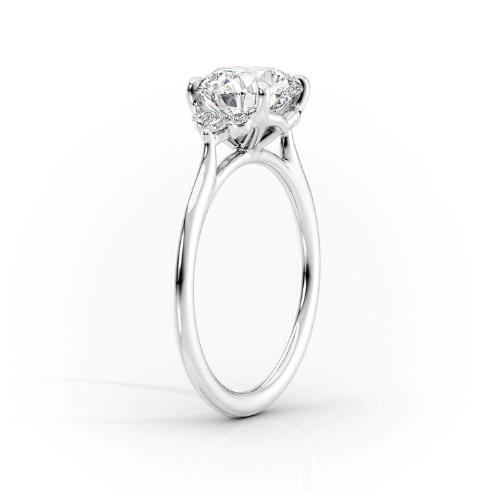 Emerald cut cluster engagement ring shown in real-life wear