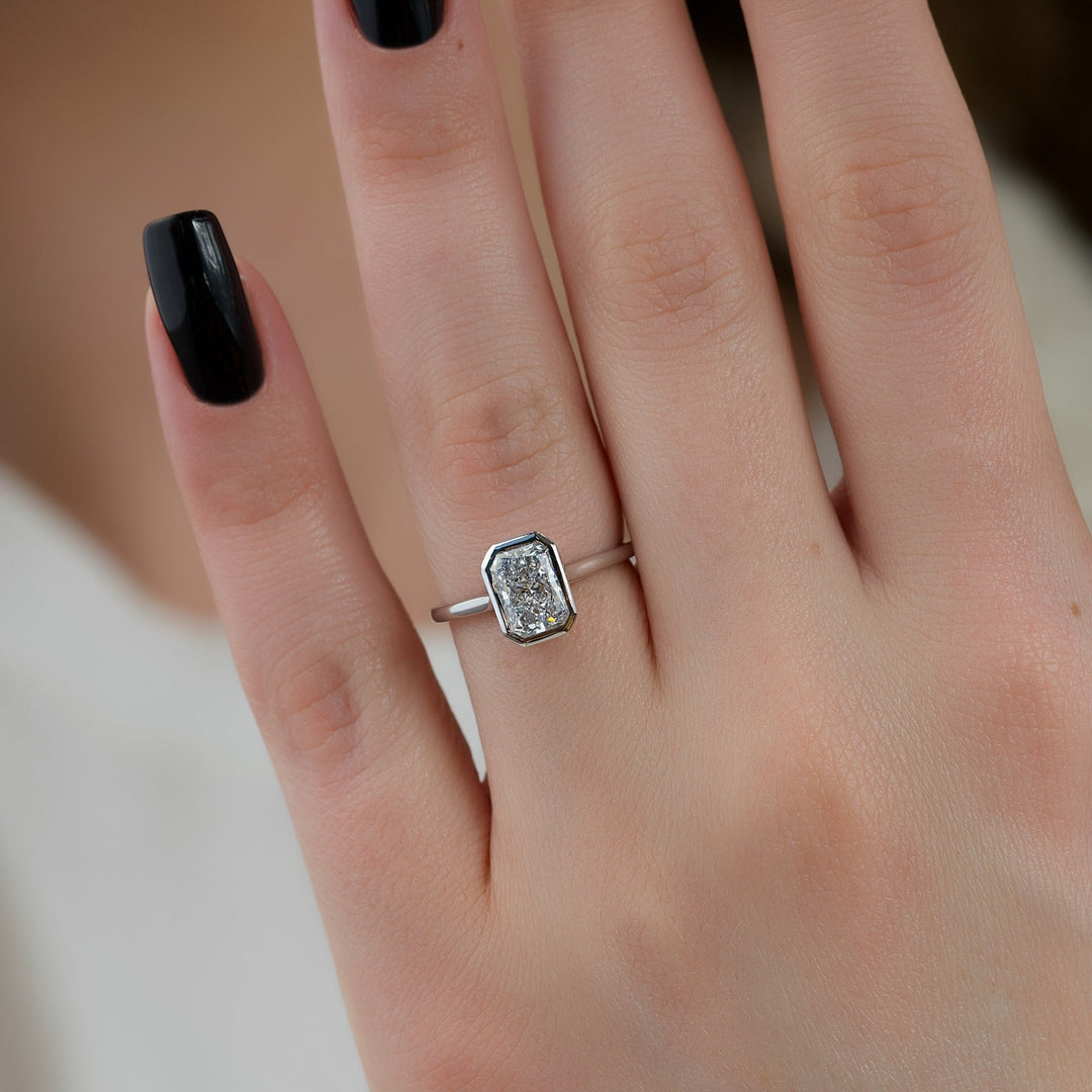 3.50CT cushion cut bezel engagement ring available to buy now