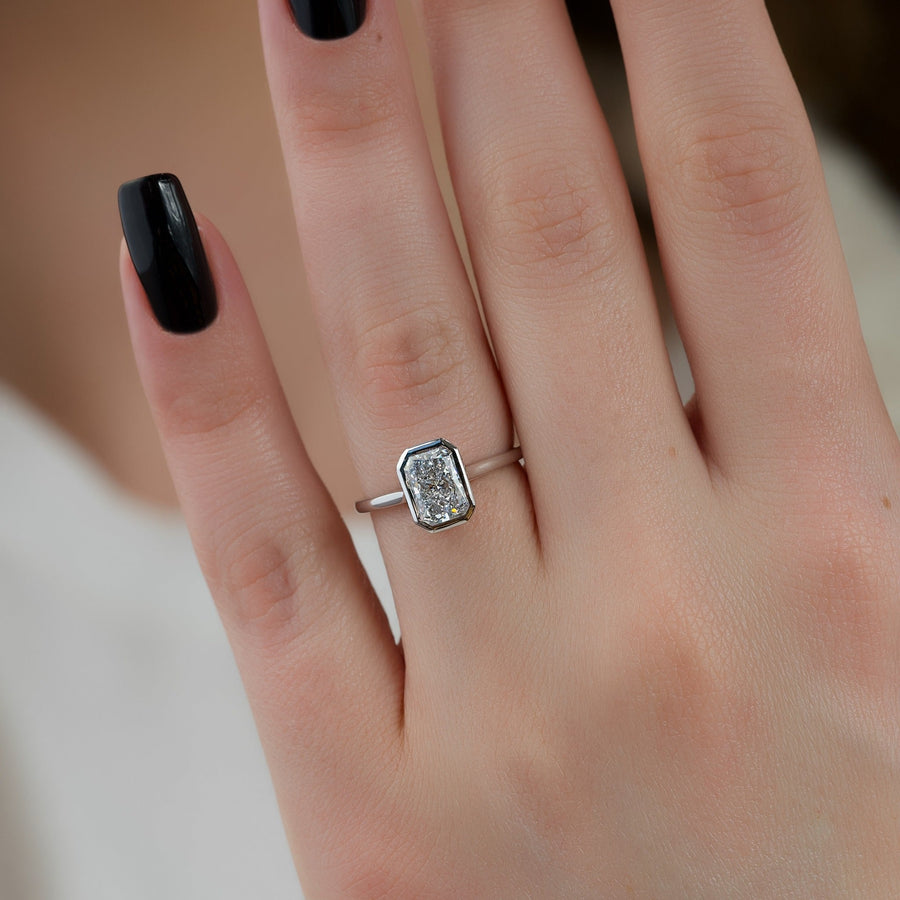 3.50CT cushion cut bezel engagement ring available to buy now