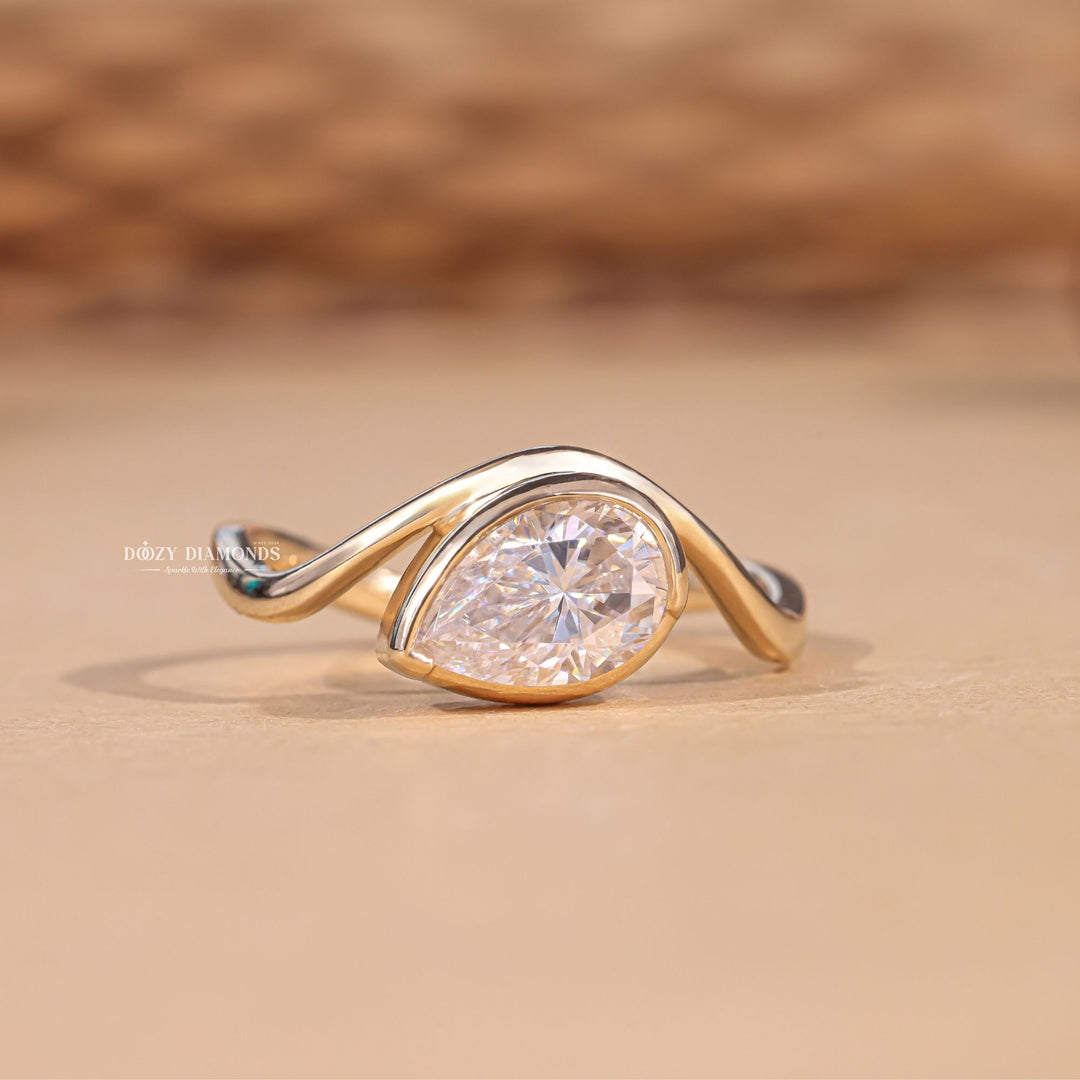 Buy 2.0CT marquise bezel lab grown diamond engagement ring online