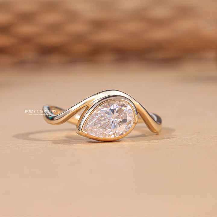 Buy 2.0CT marquise bezel lab grown diamond engagement ring online