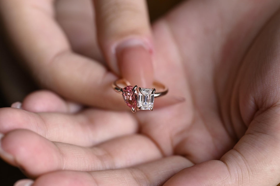 Pear solitaire engagement ring with IGI certificate and packaging
