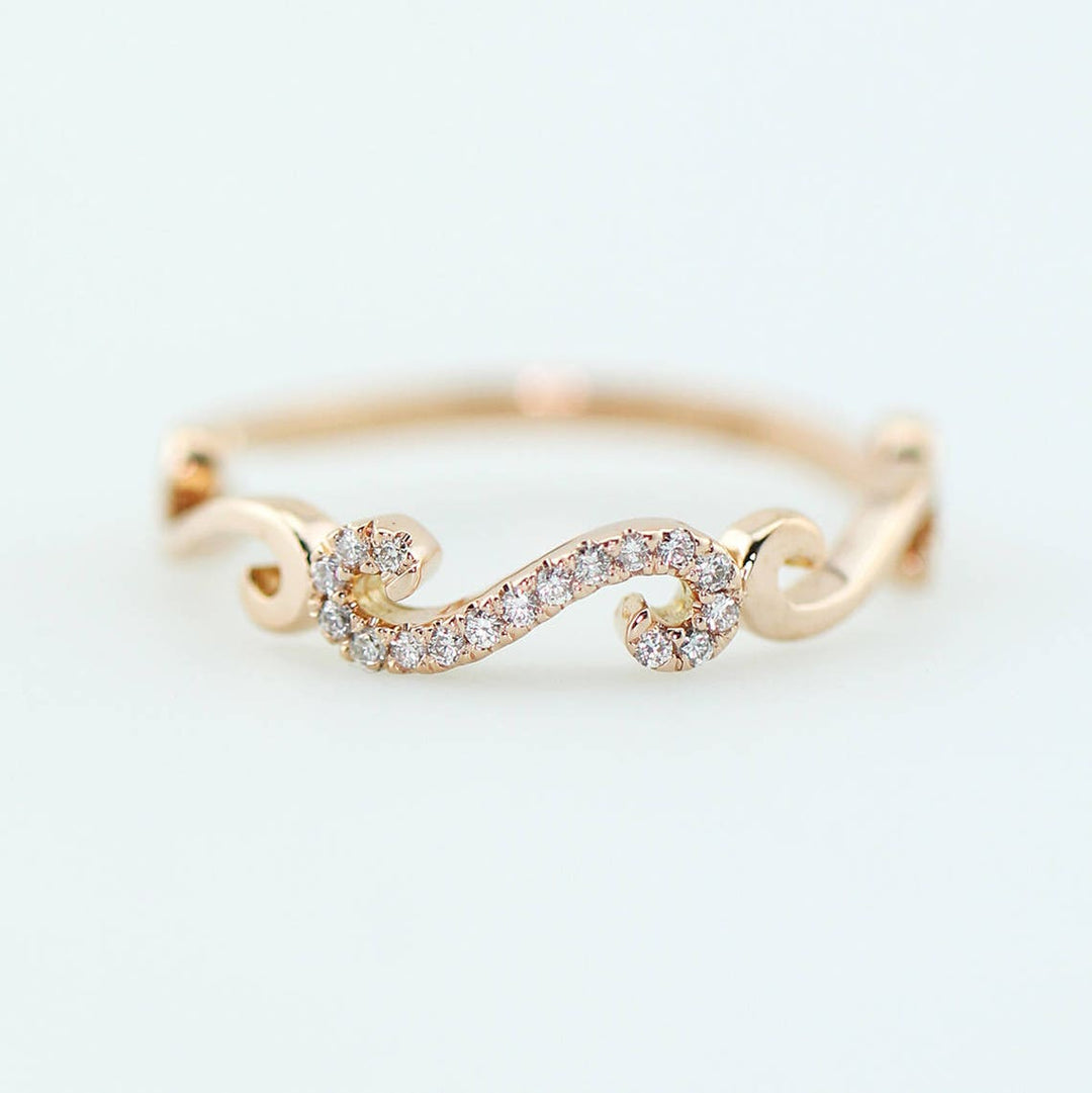 0.1CT Round S Shaped lab grown diamonds Wedding Band In 18K Solid Gold - Doozy Diamonds