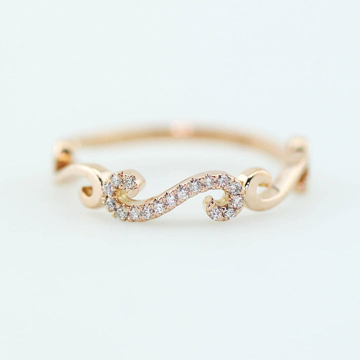0.1CT Round S Shaped lab grown diamonds Wedding Band In 18K Solid Gold - Doozy Diamonds