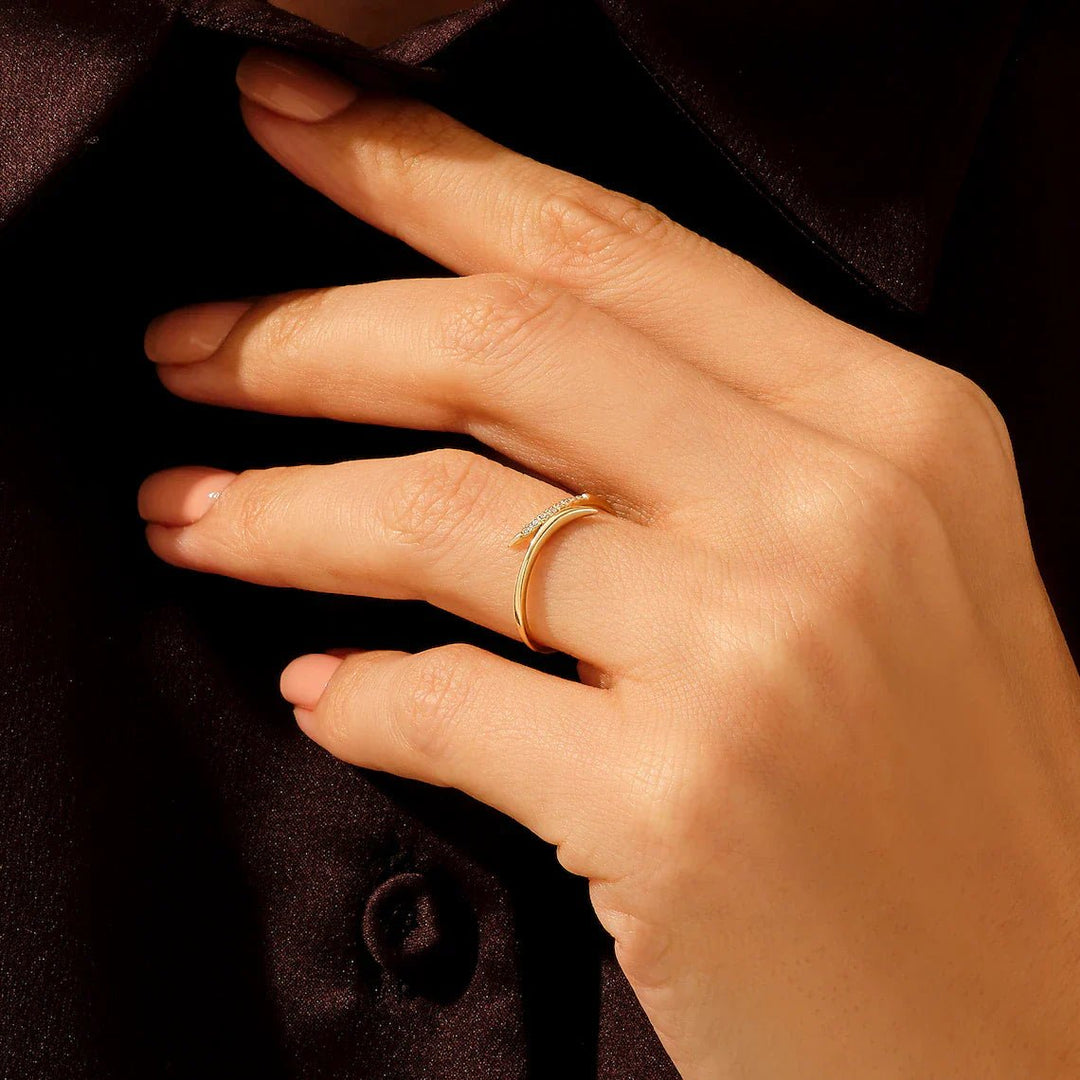 0.43CT Round Wrap Around Wave lab grown diamonds Wedding Band In 18K Solid Gold - Doozy Diamonds