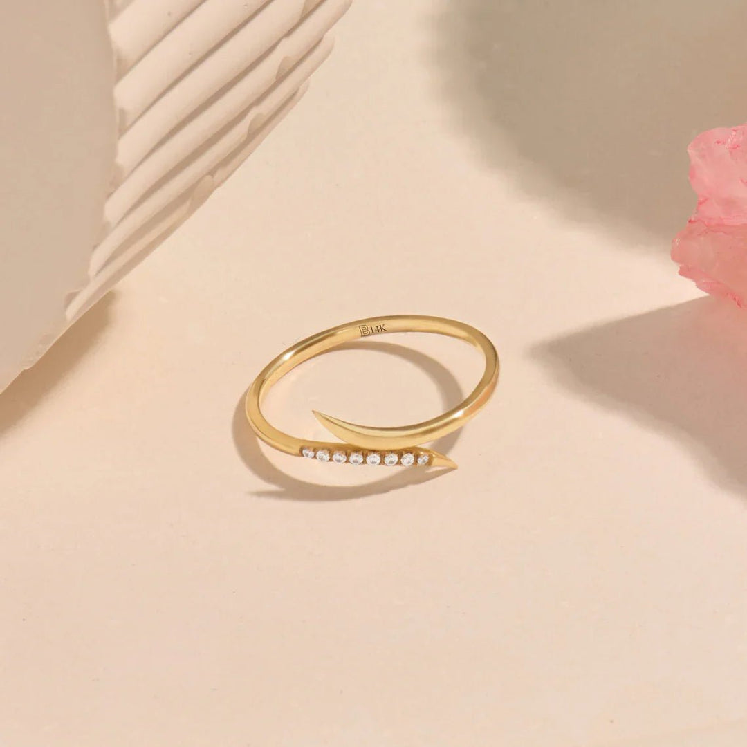 0.43CT Round Wrap Around Wave lab grown diamonds Wedding Band In 18K Solid Gold - Doozy Diamonds